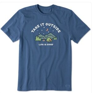 Life Is Good Men's Blue Outdoor Adventure Tee